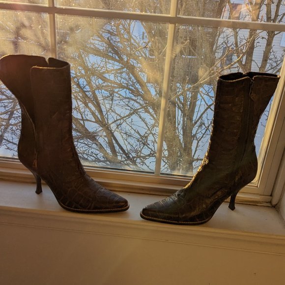 Miu Miu Embossed Crocodile  Boots  Size 39 - Picture 10 of 12